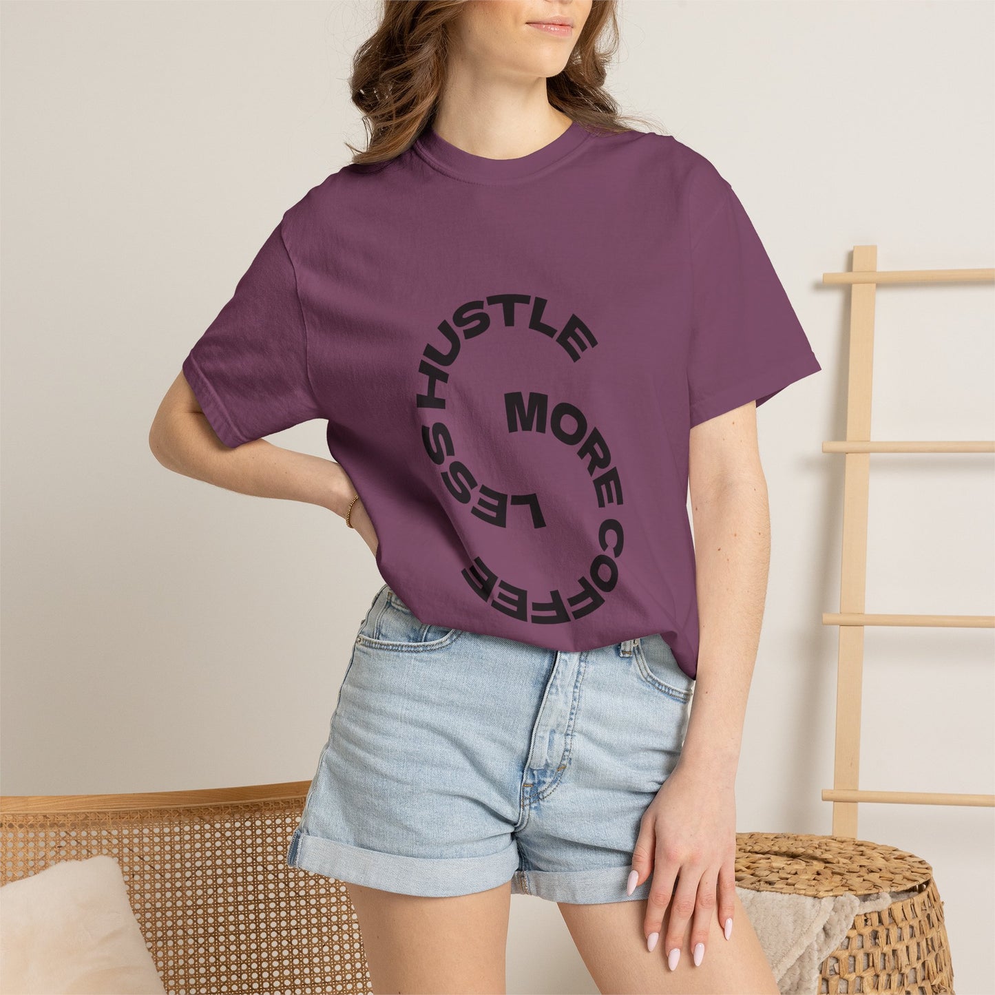 Hustle More, Coffee Less T-Shirt — "take a sip" Graphic Tee