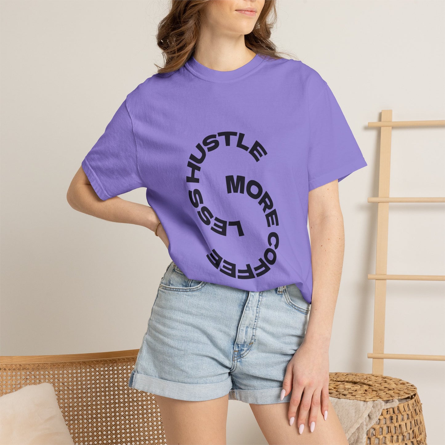 Hustle More, Coffee Less T-Shirt — "take a sip" Graphic Tee