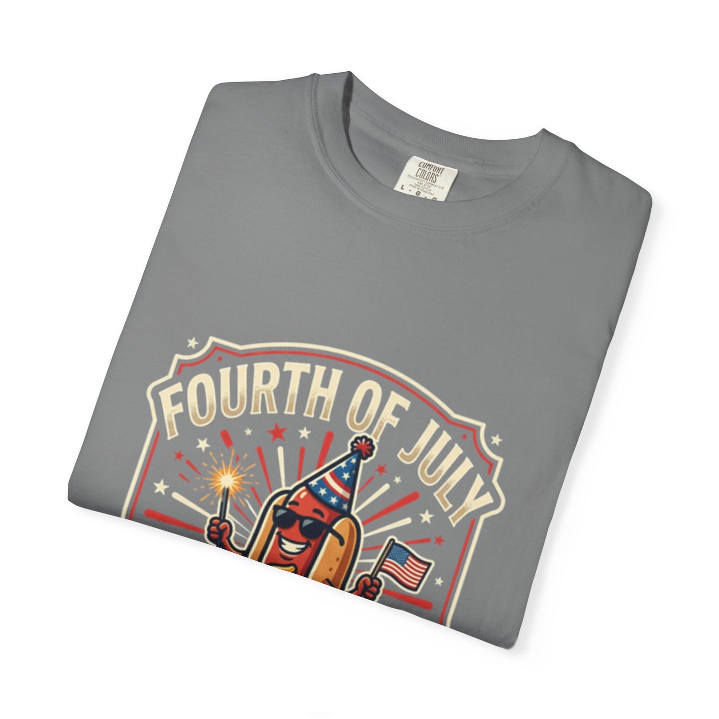 Fourth of July Hot Dog T-Shirt — "Party Like a Firework" Patriotic Tee