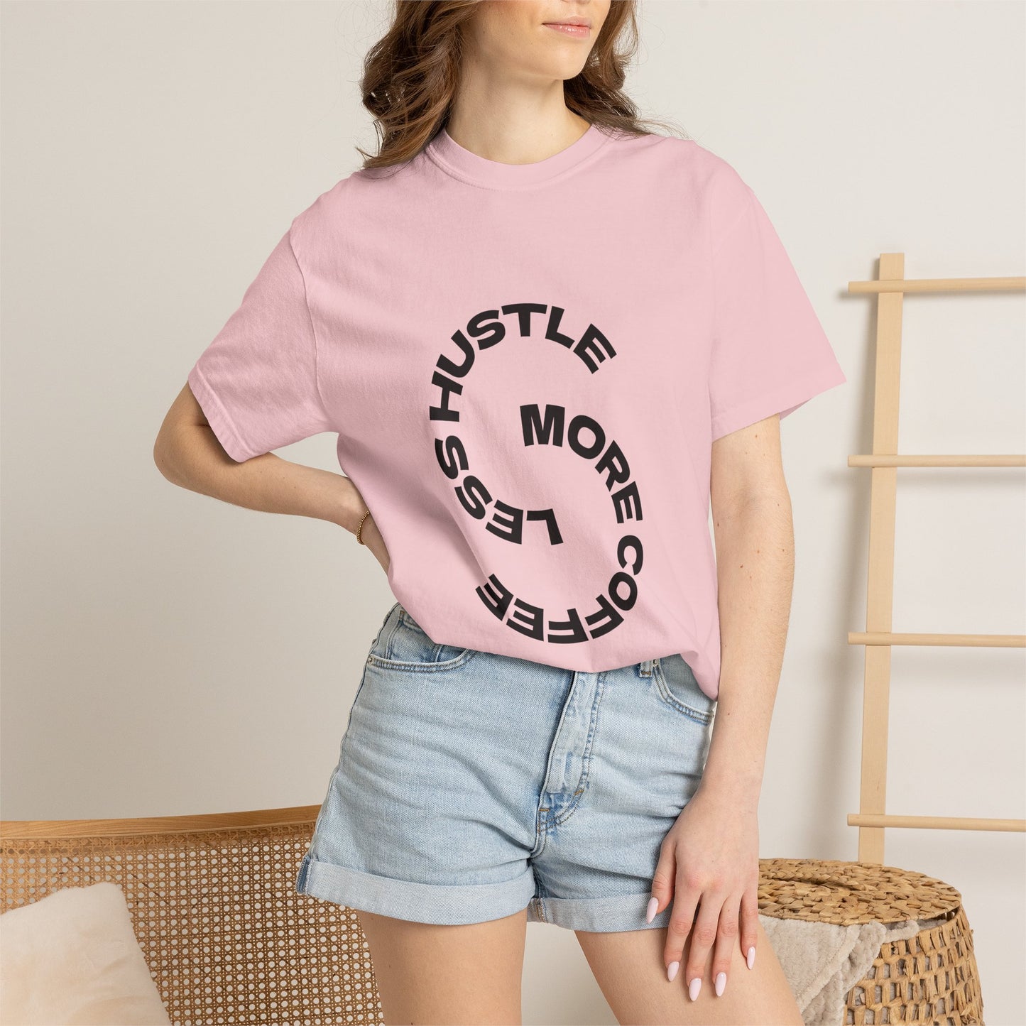 Hustle More, Coffee Less T-Shirt — "take a sip" Graphic Tee