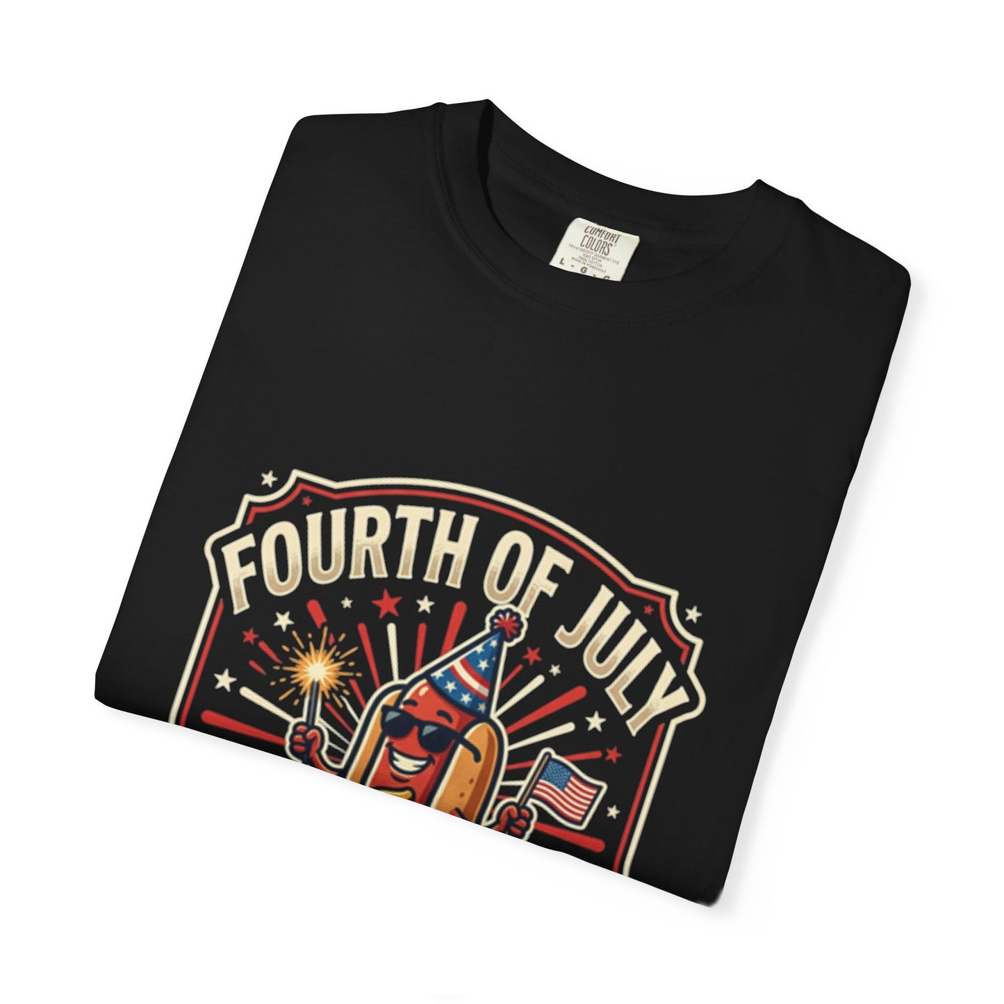 Fourth of July Hot Dog T-Shirt — "Party Like a Firework" Patriotic Tee