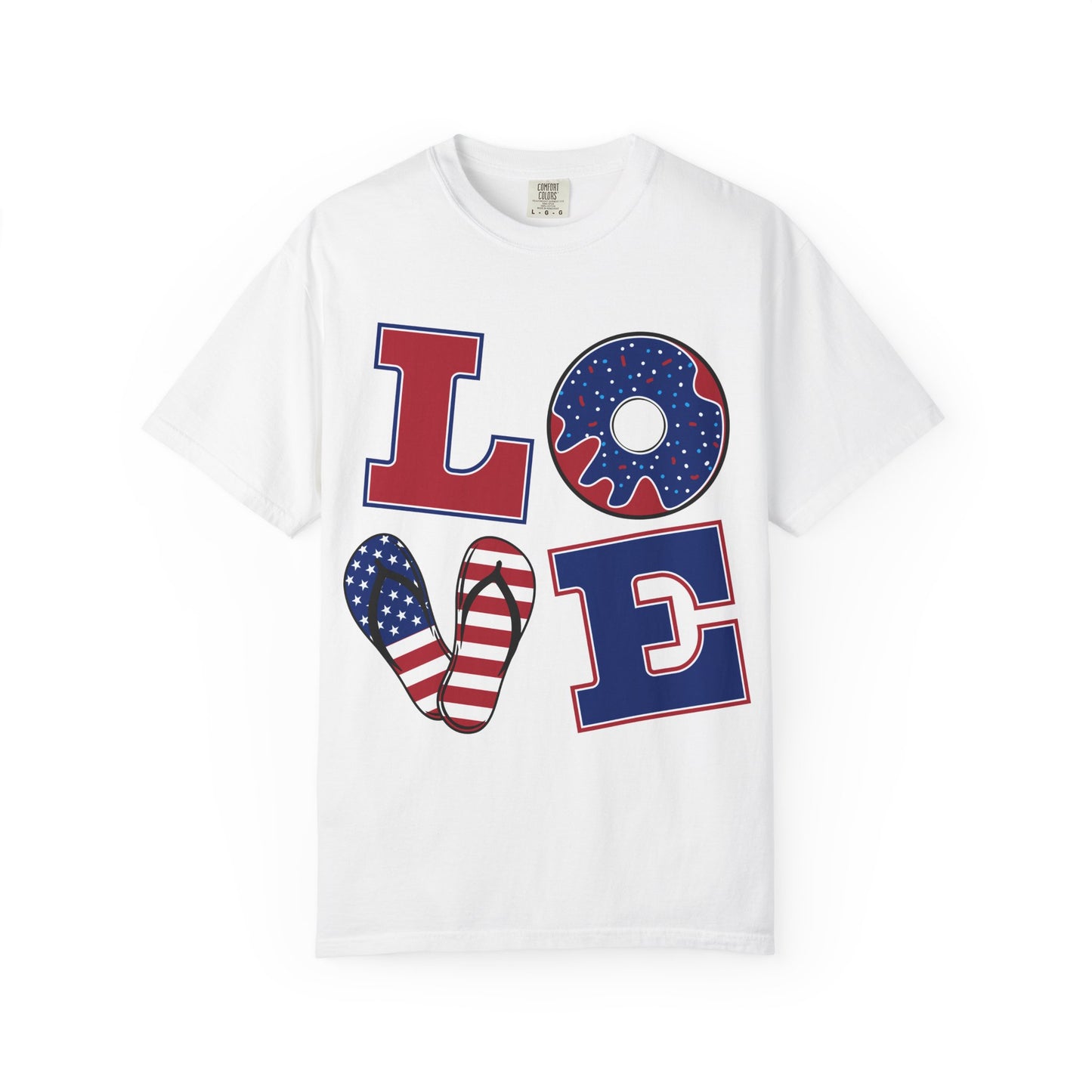 LOVE, Patriotic Red White Blue T-shirt