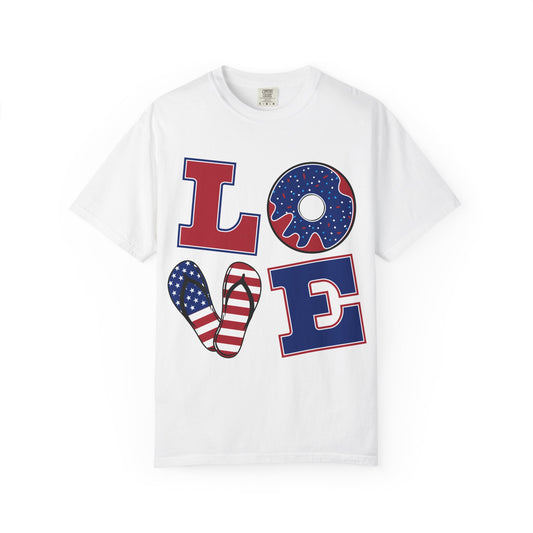 LOVE, Patriotic Red White Blue T-shirt