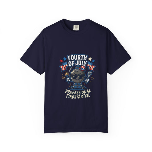 Fourth of July T-Shirt — "Professional Firestarter" Patriotic Independence Day Tee