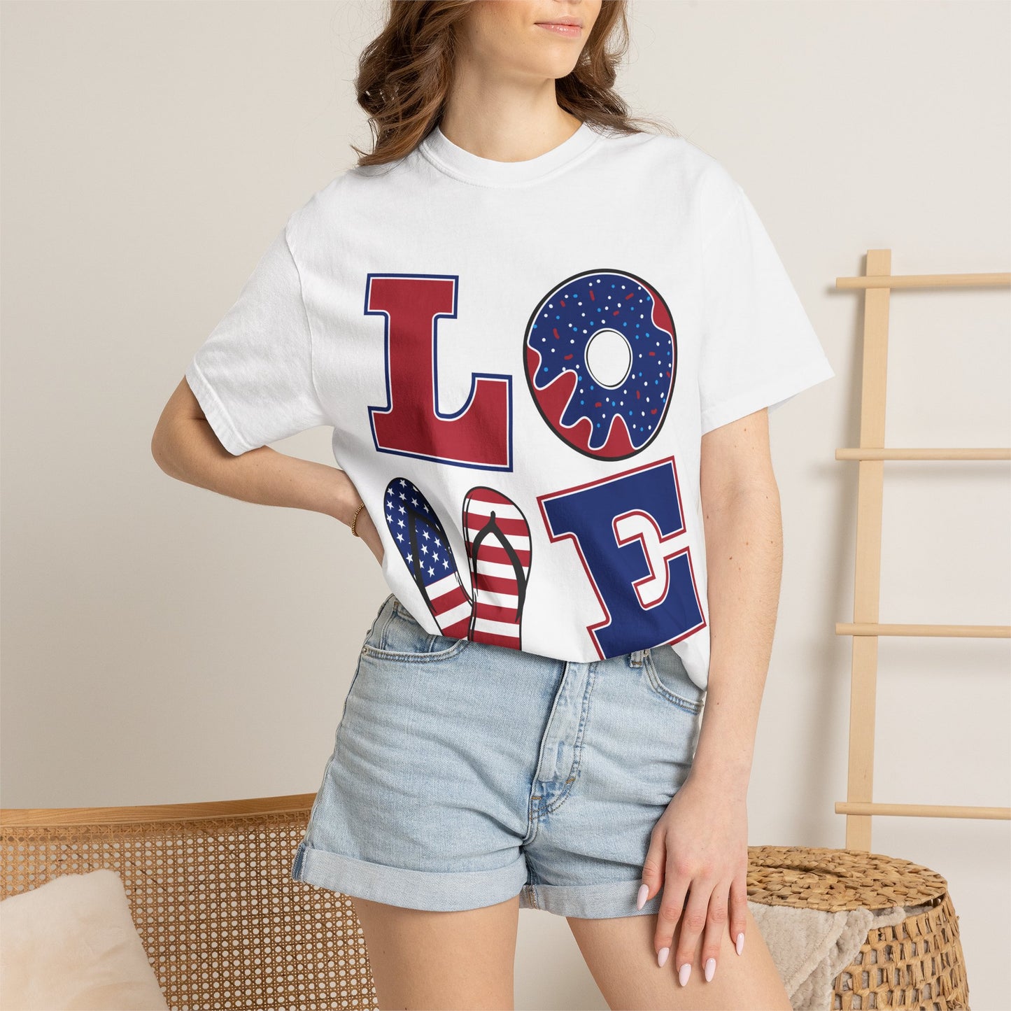 LOVE, Patriotic Red White Blue T-shirt