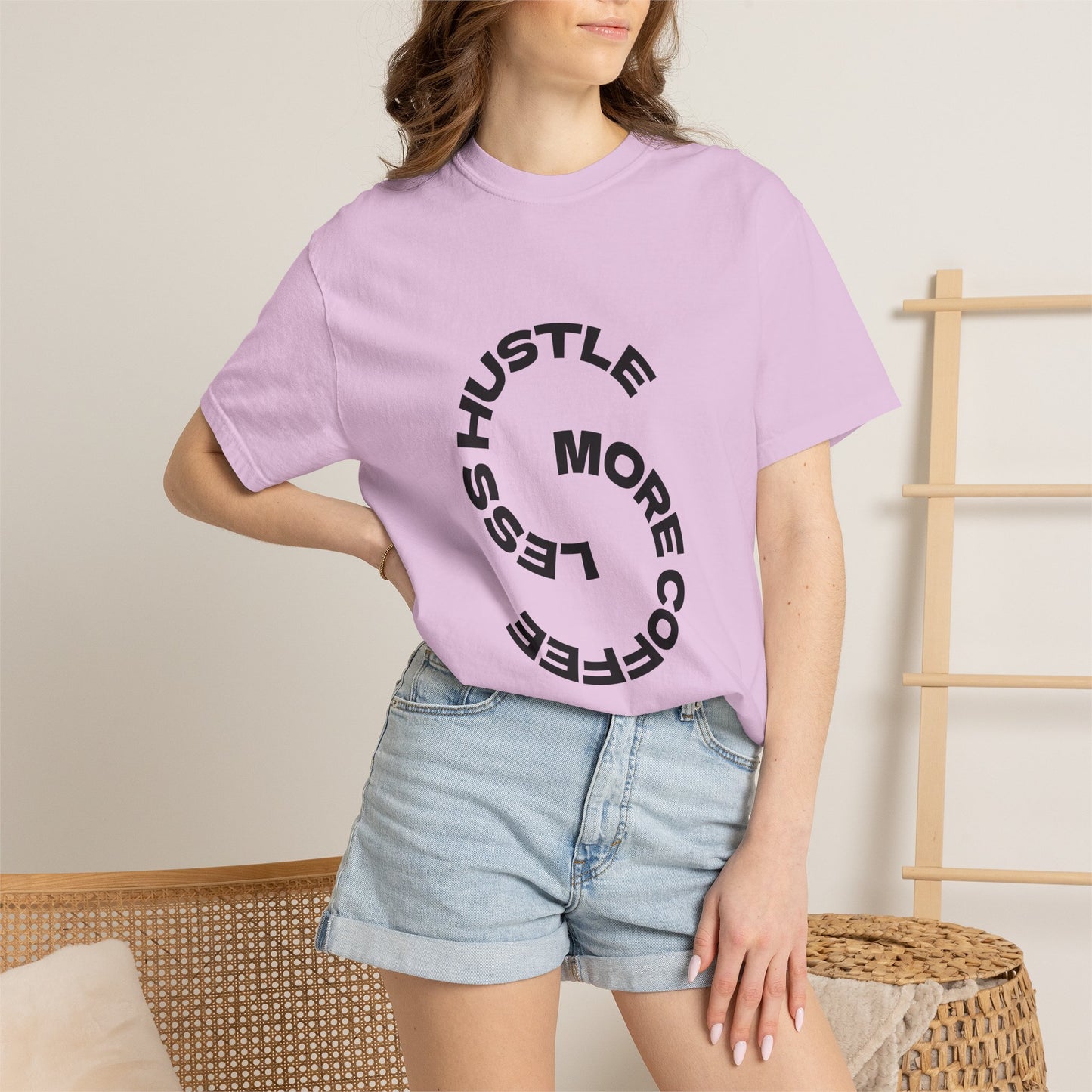 Hustle More, Coffee Less T-Shirt — "take a sip" Graphic Tee