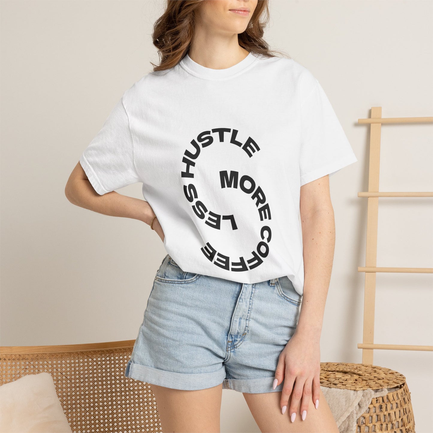 Hustle More, Coffee Less T-Shirt — "take a sip" Graphic Tee