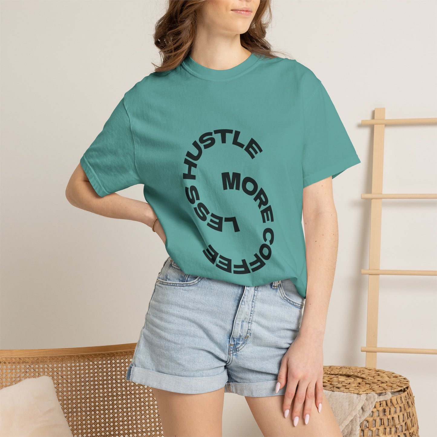 Hustle More, Coffee Less T-Shirt — "take a sip" Graphic Tee