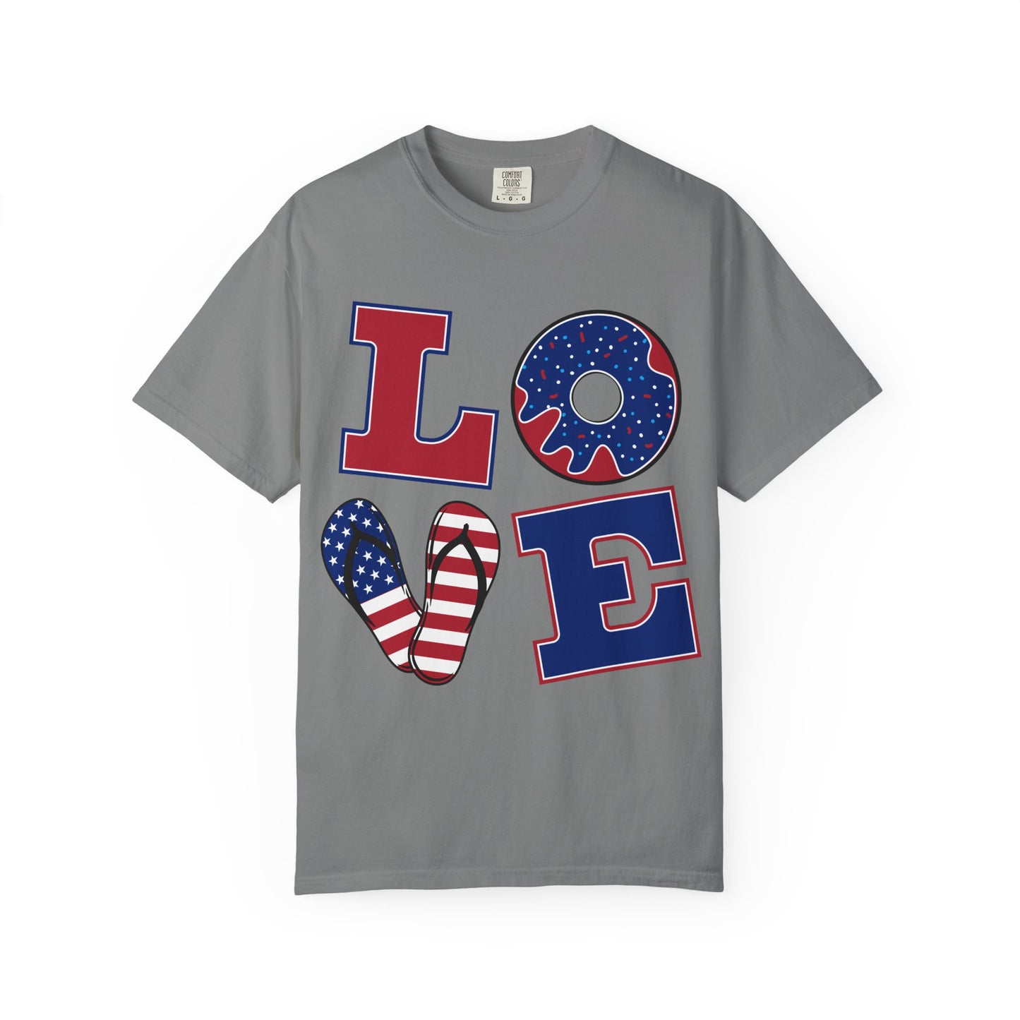 LOVE, Patriotic Red White Blue T-shirt